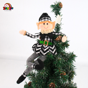 Zaves Wholesale Paire d'<span class=keywords><strong>elfes</strong></span> modernes en peluche polaire à membres flexibles de 14 pouces, à carreaux noir et blanc, pour décoration de Noël à la maison et sur l'arbre - Product Image 3