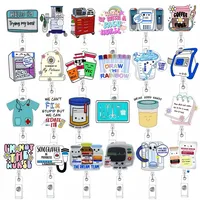 Divertido Porta Credenciales Retráctil con Diseño de Enfermera, Clip para Identificación, Porta Credenciales para Médico, Estudiante, Asistente Médico, Compañero de Trabajo, Accesorios de Trabajo