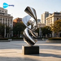 Escultura Contemporánea de Acero Inoxidable Pulido para Exteriores, Diseño Abstracto 3D Retorcido, para Decoración de Centros Comerciales y Plazas Públicas
