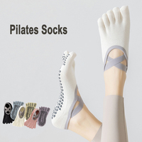 Calcetines de Yoga y Pilates Jstar de Corte Bajo con Cinco Dedos y Diseño de Tiras Cruzadas, con Dedos Expuestos, de Algodón, Unisex, Cómodos y Portátiles