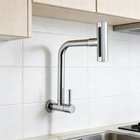 Robinet de cuisine mural monocommande en acier inoxydable chromé pour évier monotrou - Ventes Flash