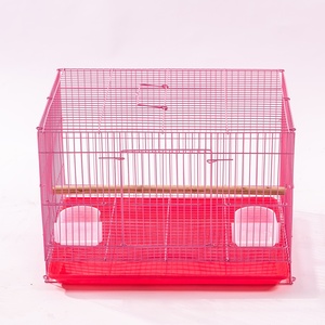 Steel Wire Rectangle Pet Cage with Plastic Tray and Horizontal <b>Sliding</b> Door for Small Birds Indoor Use - Product Image 2