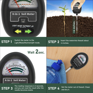 De Vier-In-Één Bodemtestkit Bodemsensor (Het Meten Van Vochtigheid, Licht, Voedingsstoffen En Ph-Waarde) Vereist Geen Batterijen. - Product Image 2