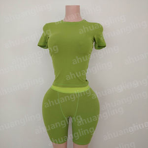 Loungewear <span class=keywords><strong>Mujer</strong></span> Conjuntos Pijamas Camiseta acanalada <span class=keywords><strong>Boxer</strong></span> Shorts Lounge Wear 2 Conjunto de dos piezas Verano para <span class=keywords><strong>Mujer</strong></span> Ropa Pijamas <span class=keywords><strong>Mujer</strong></span> - Product Image 5