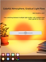 Lampu Kabinet LED Sensor Gerak PIR Modern 5V Bertenaga Baterai, Tahan Air, Kecerahan Tinggi, Finishing Kayu, 2700k, Dapat Diredupkan