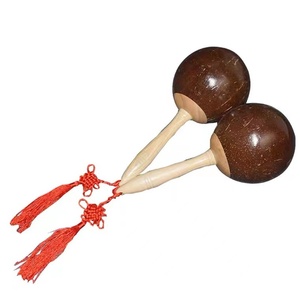 Maracas en bois de noix de coco Orff en gros, instrument de percussion pour enfants, instrument de musique rythmique, hochet, jouet maracas - Product Image 2