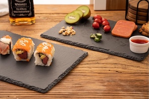 Plateau en ardoise rectangulaire en pierre naturelle noire, vente chaude 2026, plateau à fromage, plateau à <span class=keywords><strong>sushi</strong></span> pour la maison, le <span class=keywords><strong>restaurant</strong></span>, le bar, l'hôtel, le mariage - Product Image 4