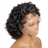 Perruque Courte Bouclée Pixie Sans Colle Prête à Porter en Cheveux Humains Naturels, Dentelle Frontale HD 13x4, Cheveux Vierges Bruts Pré-épilés