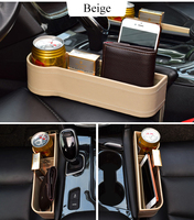 Organisateur de console d'accoudoir en cuir PU et polyester pour l'espace latéral du siège de voiture, avec poches de rangement, porte-gobelet et trou pour chargeur USB/téléphone 1-3
