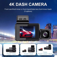 Caméra embarquée 4K GPS à 3 objectifs de haute qualité avec écran 2,0 pouces, 12MP, lampe torche LED intégrée et vision nocturne, surveillance de stationnement
