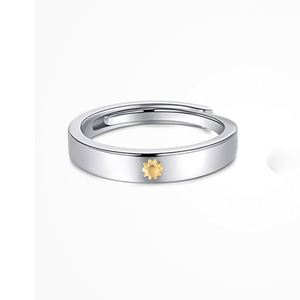 Anillo de Pareja de Moda Europea, Chapado en Cobre, Oro Blanco, Ajustable, con Diseño de Sol y Luna, para Hombre y Mujer - Product Image 6
