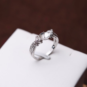 Anillo de Plata S925 con Boca Cerrada para Mujer, Adorno de Mano con Perla, Bandeja Vacía para Joyería DIY, Componentes para Joyería - Product Image 1