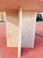 Table basse ronde en travertin beige polie à la main, table d'appoint minimaliste Wabi-sabi en pierre pour mobilier contemporain