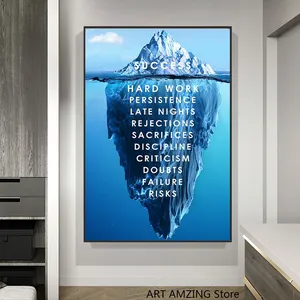 Iceberg de sucesso de pintura em tela, poster de arte de parede, citação, impressão nórdica, imagem inspirativa, moderno