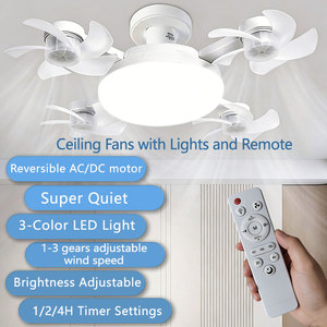 <span class=keywords><strong>Ventilateur</strong></span> de <span class=keywords><strong>plafond</strong></span> LED E27 moderne à 3 vitesses et 4 pales, blanc scandinave, <span class=keywords><strong>télécommande</strong></span>, 4100K, vent puissant, corps en ABS pour salon - Product Image 2