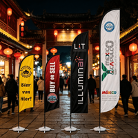 Drapeau publicitaire extérieur résistant aux intempéries, impression personnalisée, bannière publicitaire en forme de larme pour roadshow avec base