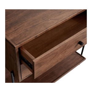 <span class=keywords><strong>2021</strong></span> nouveauté petite table de chevet en bois moderne chêne noyer couleur table de nuit avec 2 tiroirs - Product Image 4