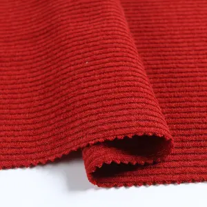 Nhà Máy Cung Cấp Bán Buôn Màu Đỏ Rắn 95 Polyester 5 Spandex Sườn Dệt Kim Vải