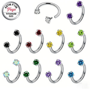 Anneaux de nez en zircon coloré Freya 20G pour femmes, bijoux de <span class=keywords><strong>piercing</strong></span> en titane G23 pour Daith, Tragus, nez de vache, boucles d'oreilles créoles en diamant naturel - Product Image 1