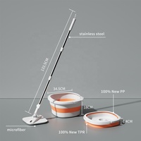 HOLAMOPA Ensemble de serpillière triangulaire pliable et peu encombrante, système de nettoyage de sol plat en microfibre rotatif à 360° pour les coins de la maison