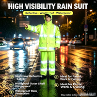 Ensemble de pluie imperméable et respirant haute visibilité réfléchissant pour moto, patrouille routière, sécurité et assainissement