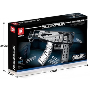 Reobrix 77029 MOC Scorpion pistolet rafale mitraillette modèle WW2 <span class=keywords><strong>arme</strong></span> militaire armes à <span class=keywords><strong>feu</strong></span> bricolage blocs de construction briques jouets ensembles - Product Image 6
