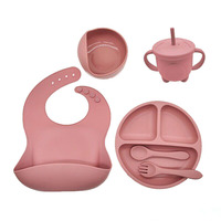 Ensemble de vaisselle en silicone pour bébé Bavoirs en silicone pour bambins Ensemble de bols et assiettes pour bébé