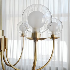 Lámpara de araña artesanal de 3 bolas Premium Light Makers, lámpara colgante de altura ajustable, LED regulable, iluminación para habitaciones de hotel - Product Image 2