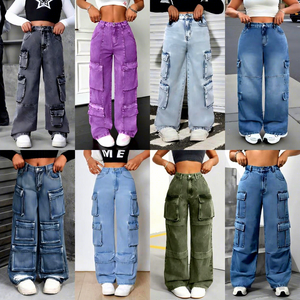 Jeans da <span class=keywords><strong>Donna</strong></span> a <span class=keywords><strong>Vita</strong></span> <span class=keywords><strong>Alta</strong></span>, Gamba Dritta, Vestibilità Ampia, Strappati, Multicolore, in Denim Elasticizzato Effetto Usurato, Stile Y2K Streetwear - Product Image 3