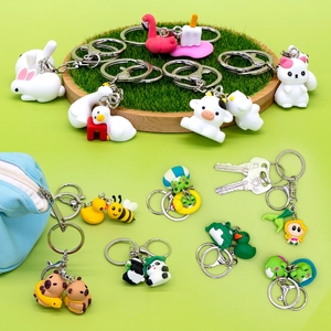 Cute Animal Theme 3D PVC Rubber Keychain Personalized Goose Key Ring Chain for Bag Accessories Advertising Gifts Use Chaveiro