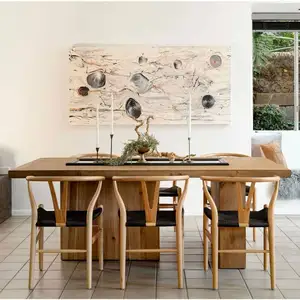 Muebles de restaurante, cordón de papel tejido Natural creativo, ceniza de ratán, silla de madera Y Silla Wishbone