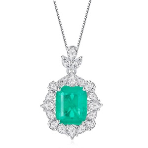 Fashion Eco-friendly Brass Bridal Necklace and <b>Rings</b> <b>Set</b> 12*14MM Green Zircon Handmade Jewelry <b>Sets</b> for <b>Women</b> - Product Image 1