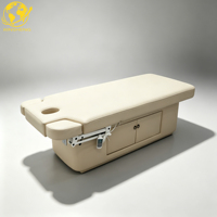 Table de massage électrique moderne en cuir PU, réglable, motorisée, pour soins du visage, avec trou pour le visage et rangement, idéale pour salon de beauté et spa
