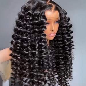 Pelucas Bob largas rizadas negras para mujer, pelucas brasileñas crudas 4x4 con frente de encaje para corte Pixie, pelucas de cabello humano al por mayor - Product Image 2