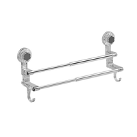 Porte-serviettes mural à 2 niveaux, fixation par ventouse, sans perçage, barre chromée pour salle de bain, cuisine, buanderie, gain de place, usage domestique