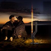Chauffage portable à granulés avec flamme réaliste, design sûr et stable, idéal pour l'ambiance extérieure et l'éclairage extérieur élégant