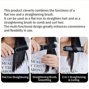 Pettine e Piastra <span class=keywords><strong>per</strong></span> <span class=keywords><strong>Capelli</strong></span> 2-in-1 Senza Fili, Denti in Acciaio Inox, Temperatura Regolabile, Alimentazione USB, <span class=keywords><strong>Spazzola</strong></span> Arricciacapelli da Viaggio - Product Image 2