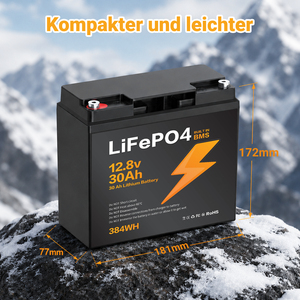 <span class=keywords><strong>Batterie</strong></span> LiFePo4 au phosphate de fer et de lithium 12V 30Ah IP67 étanche 384Wh avec BMS intégré pour système de stockage d'énergie solaire - STOCK UE - Product Image 2