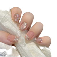 Cosy Leaf Acrylique Full Cover Flower Cat-eye Pearl French Fashion Design Gentle Girl White Detachable Wear Finger Nail Glue 24pcs