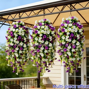 Bouquet de fleurs artificielles Temu, glycine artificielle en plastique, décoration murale suspendue pour la maison, mariage, jardin - Product Image 4