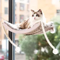 ZMaker फांसी बिल्ली झूला हटाने योग्य तकिया के लिए सक्शन कप के साथ बालकनी खिड़की बिल्ली झूला बिस्तर