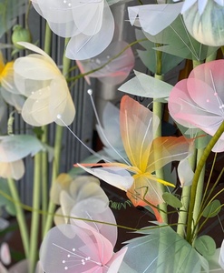 H-705 Organza gigante papavero Iris set di fiori finestra fiore artificiale Display decorazioni per eventi di nozze - Product Image 3