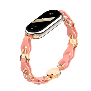 BEEFLYPOWER Nouveau <span class=keywords><strong>Bracelet</strong></span> Officiel Design Tendance en Cuir avec Chaîne Métallique Creuse et Boucle Magnétique pour Xiaomi Mi Band <span class=keywords><strong>8</strong></span> 8NFC - Product Image 5