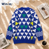 Cardigan en tricot jacquard d'hiver personnalisé pour femmes Winday, cardigan long, pulls pour femmes, pulls grande taille pour femmes, coton