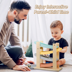 Rampe <span class=keywords><strong>de</strong></span> voiture Montessori à 4 niveaux pour tout-petits Jeu <span class=keywords><strong>de</strong></span> piste <span class=keywords><strong>de</strong></span> course en bois Rampe <span class=keywords><strong>de</strong></span> voiture en bois Jouet bébé Noël Artisanat en bois Boîtes en bois Signes muraux - Product Image 3
