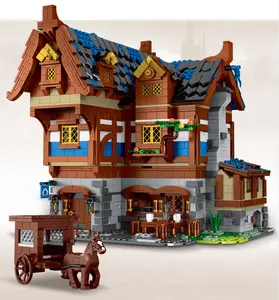 Mork 033002 Build moc Building Block House Medieval Tavern Build Toy Brick House Blocks Toy For Kids