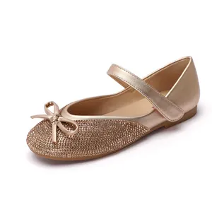 Chaussures de Danse Princesse pour Enfants en Gros de Guangzhou, Chaussures Plates de Fête pour Filles avec Nœud Pailleté Doux, Chaussures Décontractées pour Enfants - Product Image 1