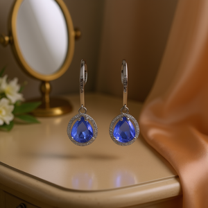 Orecchini pendenti da donna con zirconi viola, gioielli semplici e alla moda, regalo di compleanno - Product Image 2