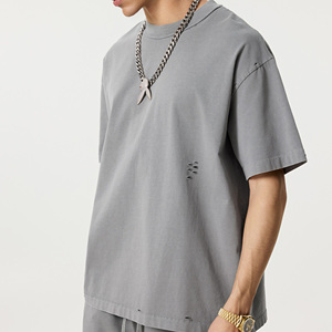 Camiseta de Hombre de Manga Corta, Color Sólido, 100% Algodón, Tejido de Punto, Informal, Básica, Transpirable, Antiarrugas, Corte Regular, Cómoda para el Verano - Product Image 3
