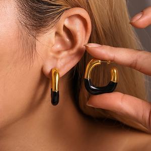 Grande roue européenne américaine transfrontalière géométrique en forme <span class=keywords><strong>de</strong></span> C demi-goutte à goutte huile polyvalent 18K or boucles d'oreilles boucles d'oreilles mode - Product Image 1